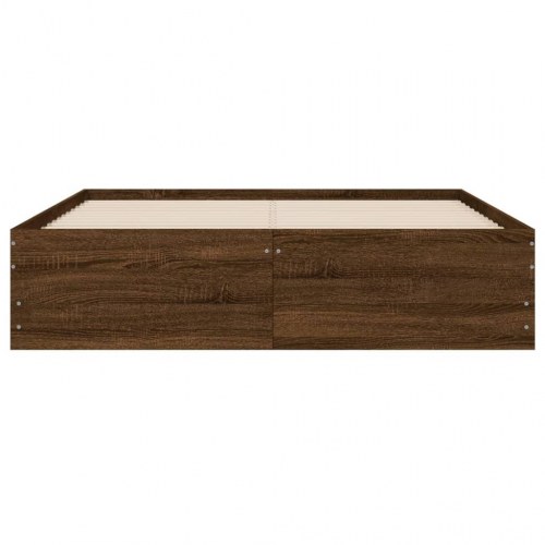 Sengeramme med skuffer 120x200 cm konstrueret træ brunt egetræ
