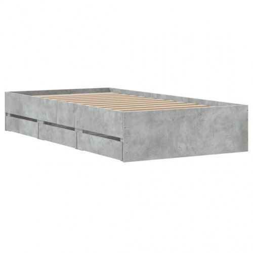 Sengeramme med skuffer 100x200 cm konstrueret træ betongrå