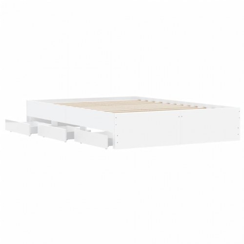 Sengeramme med skuffer 120×190 cm - konstrueret træ, hvid