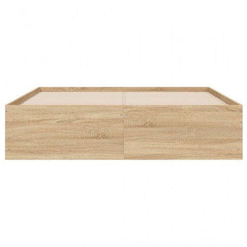 Sengeramme med skuffer 120x190 cm - konstrueret træ i sonoma-eg