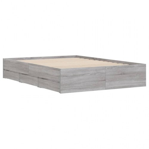 Sengeramme med skuffer 120×190 cm - grå sonoma-eg, konstrueret træ