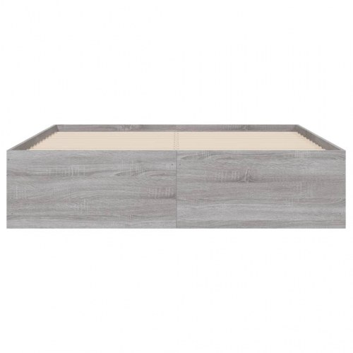 Sengeramme med skuffer 120×190 cm - grå sonoma-eg, konstrueret træ