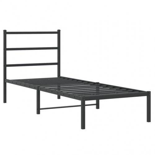 Sengeramme med sengegavl i metal - 75 x 190 cm, sort