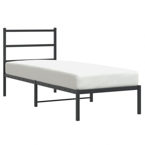 Sengeramme med sengegavl i metal - 75 x 190 cm, sort