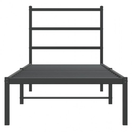 Sengeramme med sengegavl i metal - 75 x 190 cm, sort
