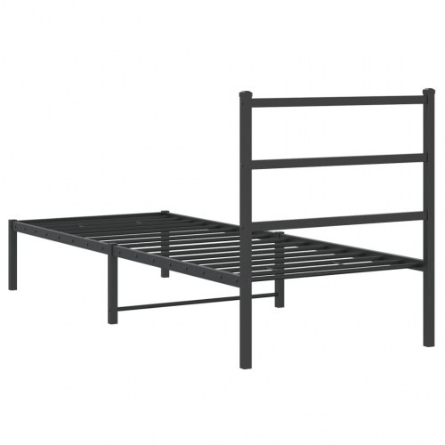 Sengeramme med sengegavl i metal - 75 x 190 cm, sort