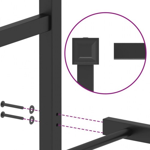 Sengeramme med sengegavl i metal - 75 x 190 cm, sort