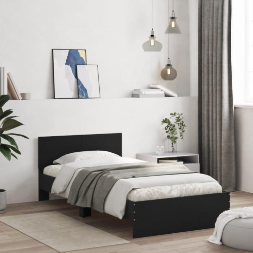 Sengeramme med sengegavl 100 x 200 cm - sort