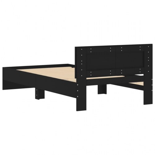 Sengeramme med sengegavl 100 x 200 cm - sort