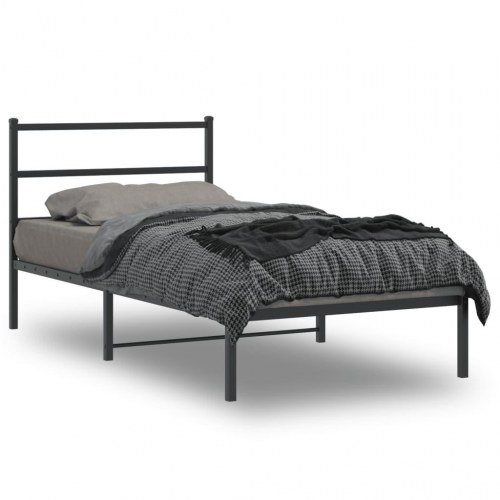 Sengeramme med sengegavl 100×200 cm - metal, sort