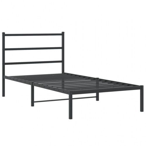 Sengeramme med sengegavl 100×200 cm - metal, sort