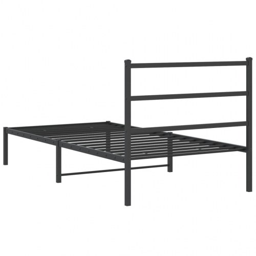 Sengeramme med sengegavl 100×200 cm - metal, sort