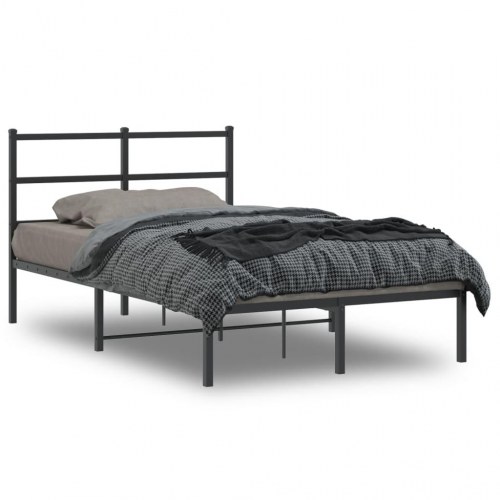 Sengeramme med sengegavl 120×190 cm - metal, sort