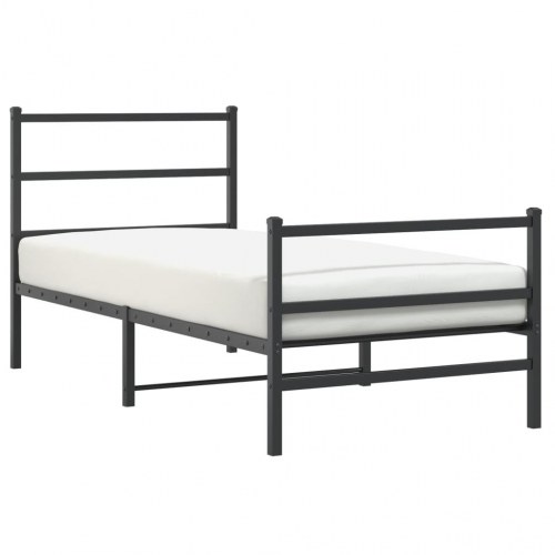 Sengeramme med sengegavl og fodgærde 90 x 200 cm - sort