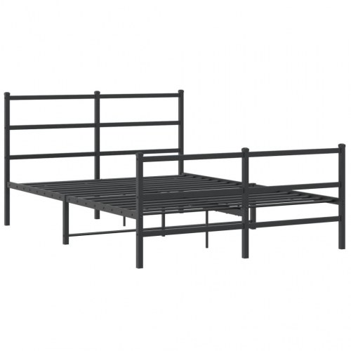 Sengeramme med sengegavl og fodgærde 140x190 cm metal sort