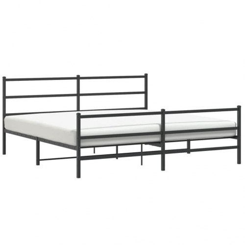 Sengeramme med sengegavl og fodgærde 183 x 213 cm - sort
