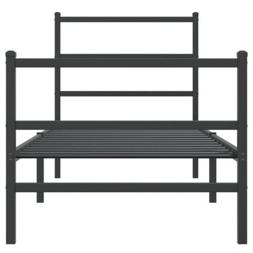Sengeramme med gavl og fodgærde 80×200 cm - metal, sort