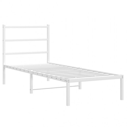 Sengeramme med sengegavl 80×200 cm - metal, hvid