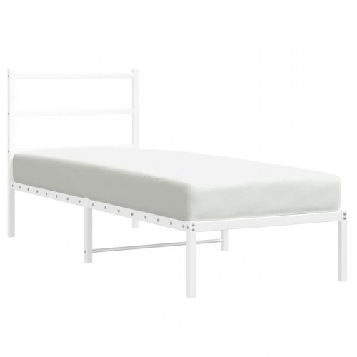 Sengeramme med sengegavl 80×200 cm - metal, hvid