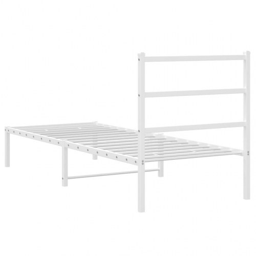 Sengeramme med sengegavl 80×200 cm - metal, hvid