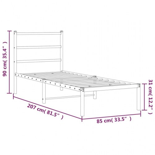 Sengeramme med sengegavl 80×200 cm - metal, hvid