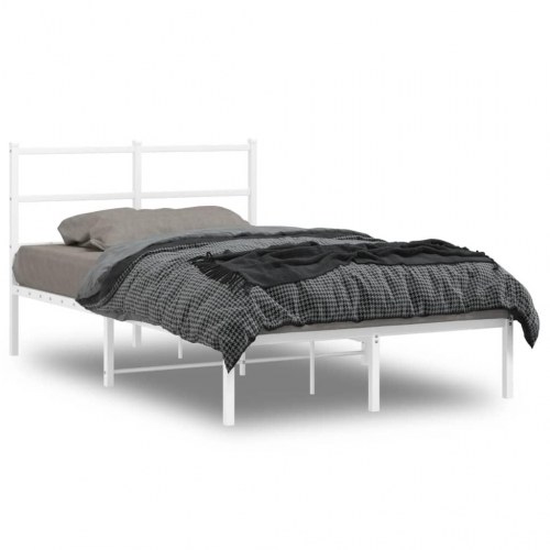 Sengeramme med sengegavl 120×190 cm - metal, hvid