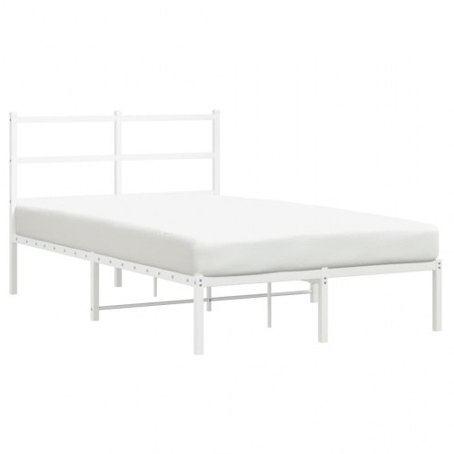 Sengeramme med sengegavl 120×190 cm - metal, hvid