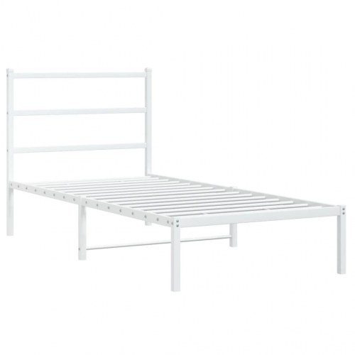 Sengeramme med sengegavl 90×200 cm - metal, hvid