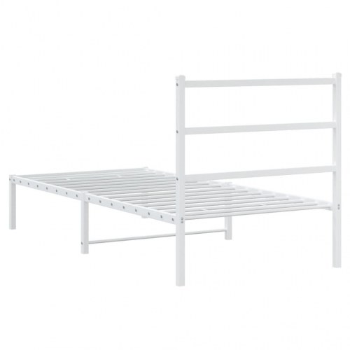 Sengeramme med sengegavl 90×200 cm - metal, hvid