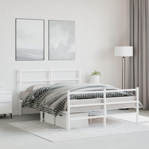Sengeramme med sengegavl og fodgærde 140 x 190 cm - hvid