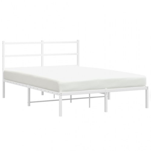 Sengeramme med sengegavl 135×190 cm - metal, hvid