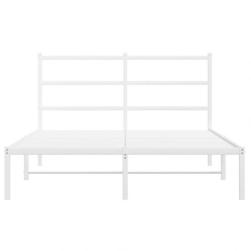 Sengeramme med sengegavl 135×190 cm - metal, hvid