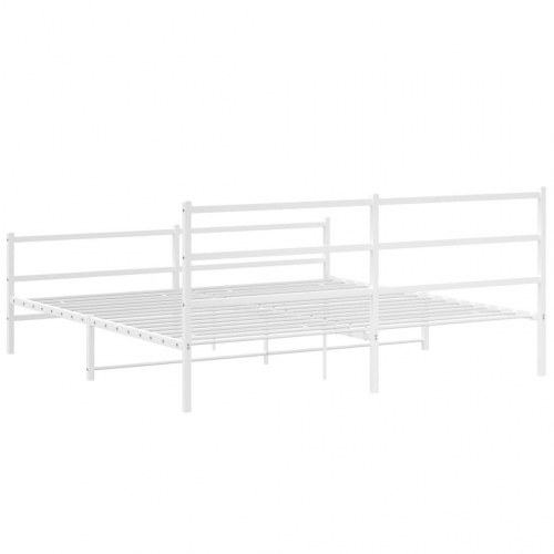 Sengeramme med sengegavl og fodgærde 200 x 200 cm - hvid