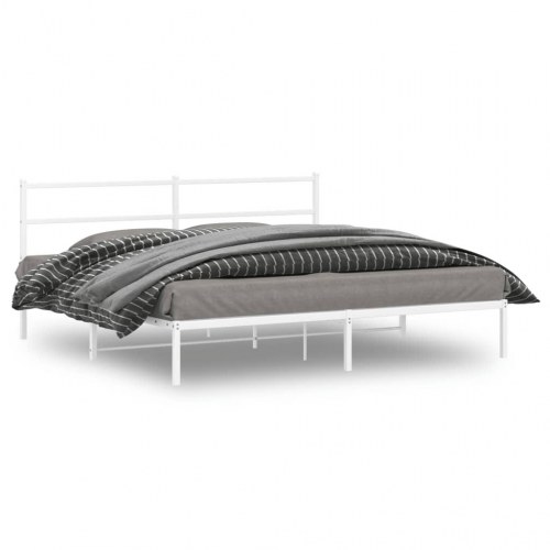 Sengeramme med sengegavl 180×200 cm - metal, hvid