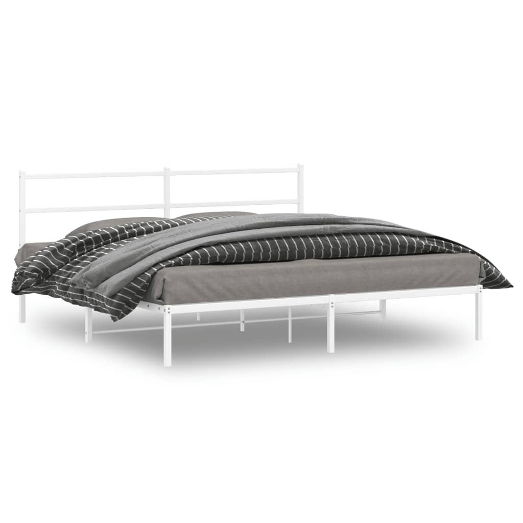 Sengeramme Med Sengegavl Metal - Hvid / med hovedgærde / 180 x 200 cm