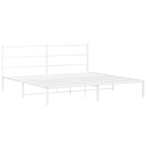 Sengeramme med sengegavl 180×200 cm - metal, hvid