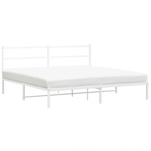 Sengeramme med sengegavl 180×200 cm - metal, hvid