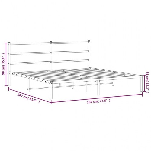 Sengeramme med sengegavl 180×200 cm - metal, hvid