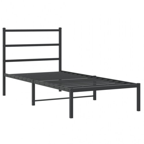 Sengeramme med sengegavl 90×190 cm - metal, sort