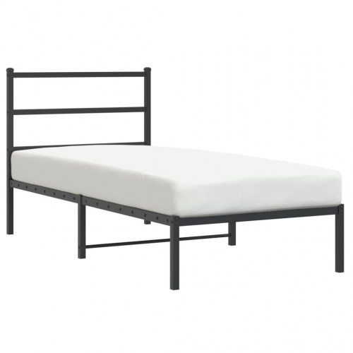 Sengeramme med sengegavl 90×190 cm - metal, sort