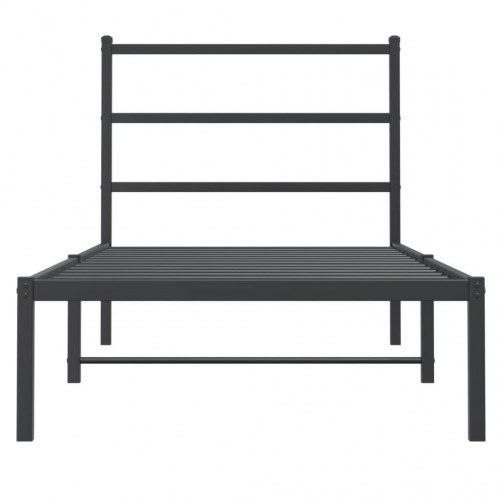 Sengeramme med sengegavl 90×190 cm - metal, sort