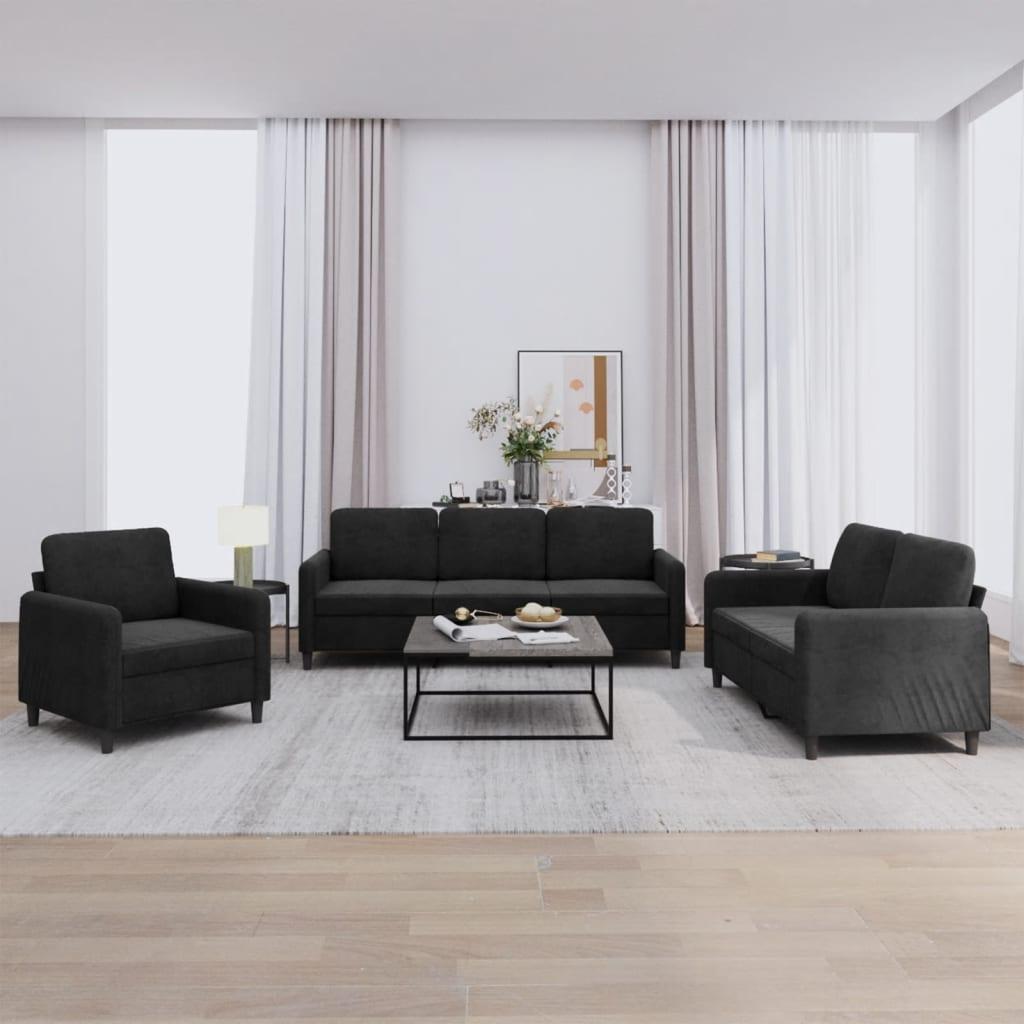 Sofasæt Dele Velour Sort