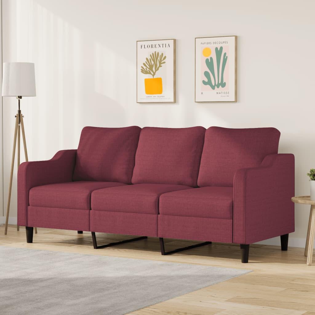 3-personers sofa 180 cm stof vinrød billede