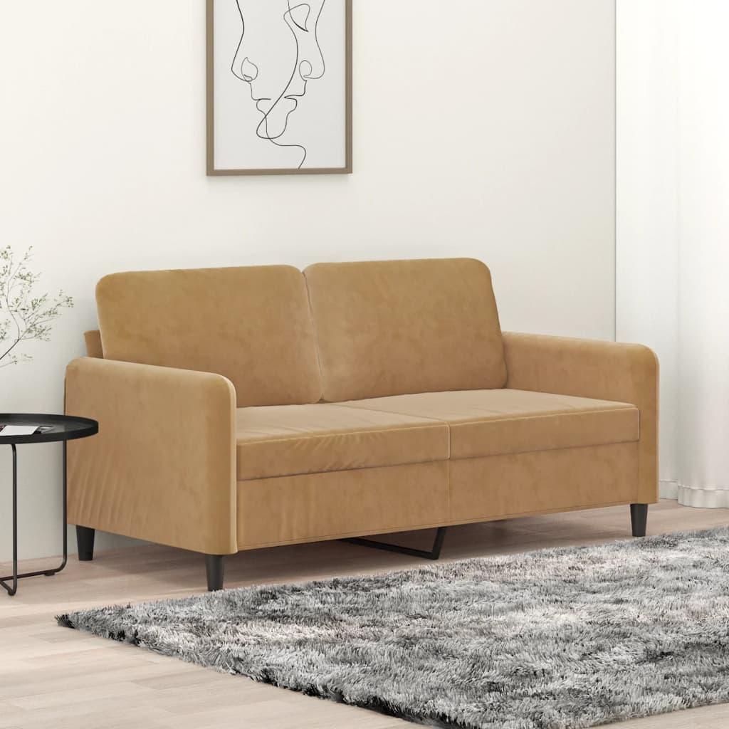 2-personers sofa 140 cm fløjl brun billede