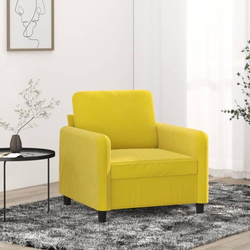 Lænestol i velour - 60 cm sædebredde, gul