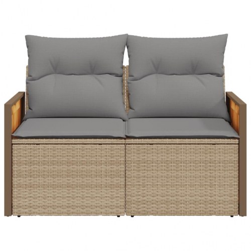 2-personers havesofa med hynder i polyrattan - beige