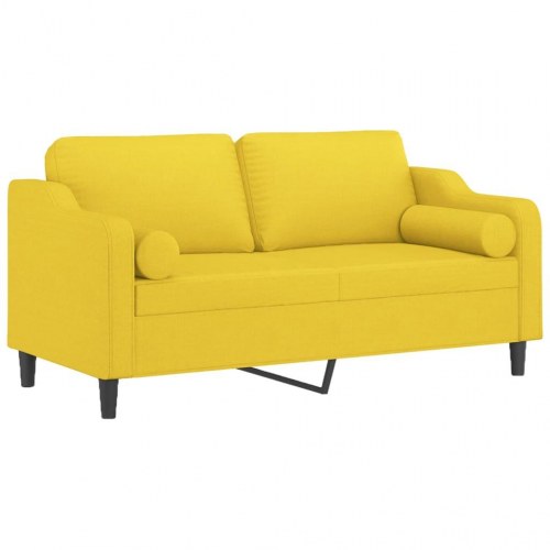 2-personers sofa med pyntepuder i stof - lysegul, sædebredde 140 cm