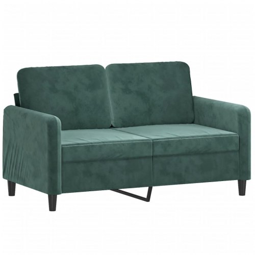 2-personers sofa i velour med pyntepuder - 120 cm, mørkegrøn