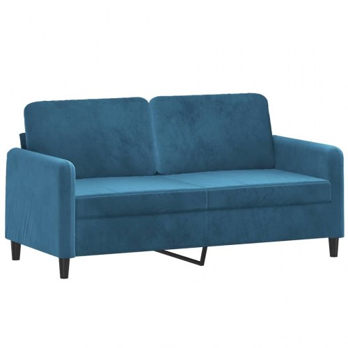 2-personers sofa i velour med pyntepuder - blå, 140 cm sædebredde