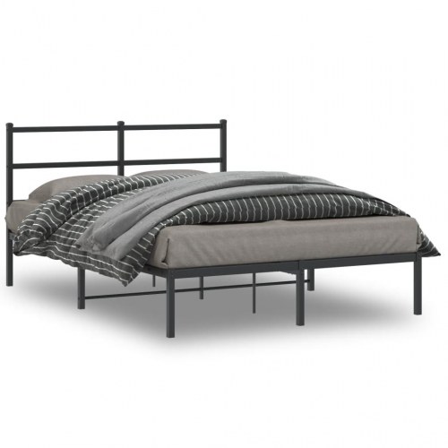 Sengeramme med sengegavl 140 x 190 cm - metal, sort